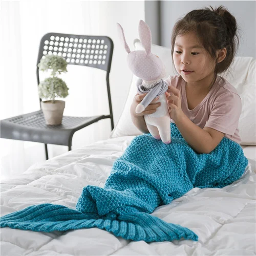 Soft INS same style suitable for spring and autumn children's mermaid tail knitted blanket factory