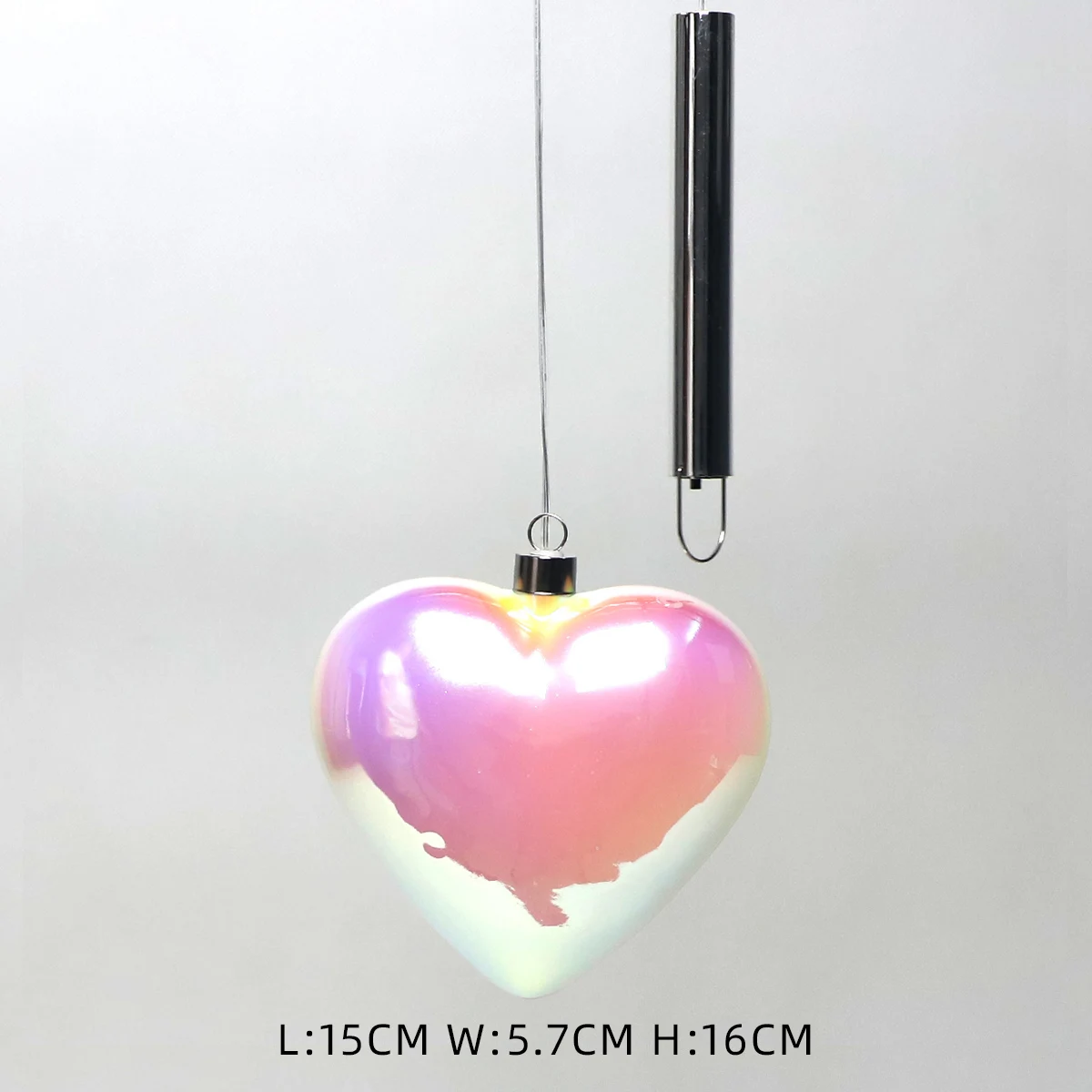 Home Decorations Glass Blown Ornament Rainbow Heart Shaped Hanging LED Decoration factory