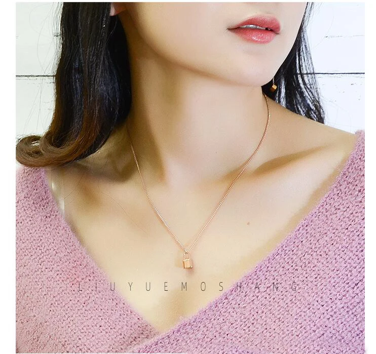 Feminist Trends Gold Padlock Charm Pendant Necklace Women's