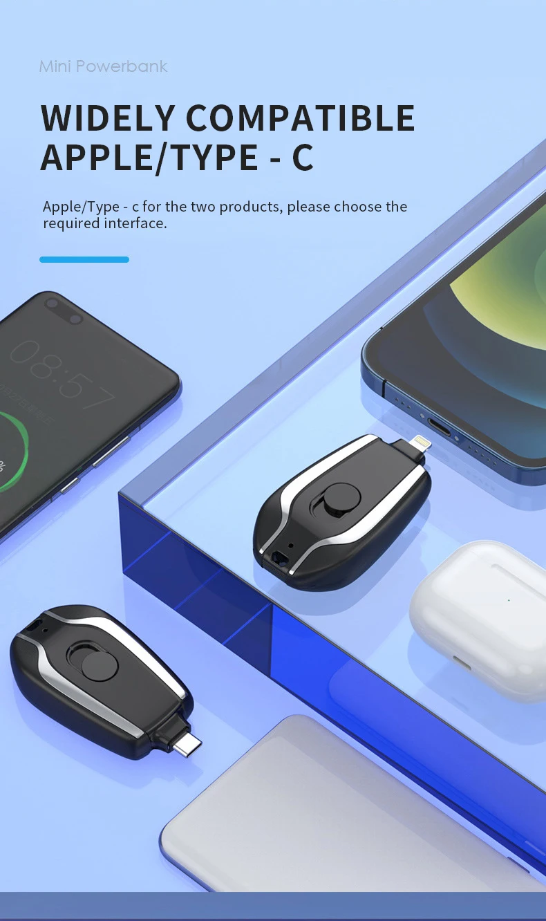 New Mini Small Keychain Powerbank Backup Portable Charger Key Chain