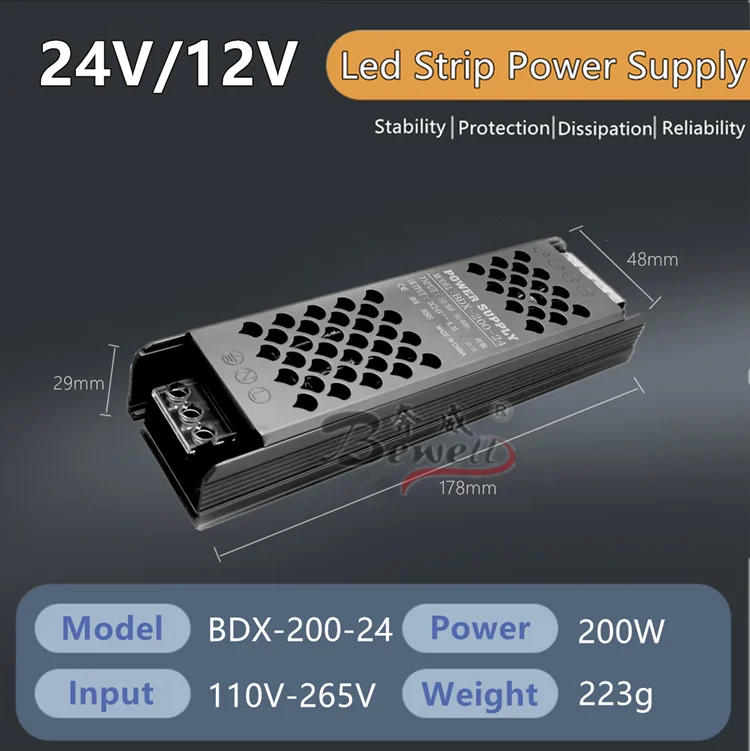 12V 24V Switch Mode Power Supply 45W 60W 100W 150W 200W 300W 400W Transformador 12V for Led Strip Light