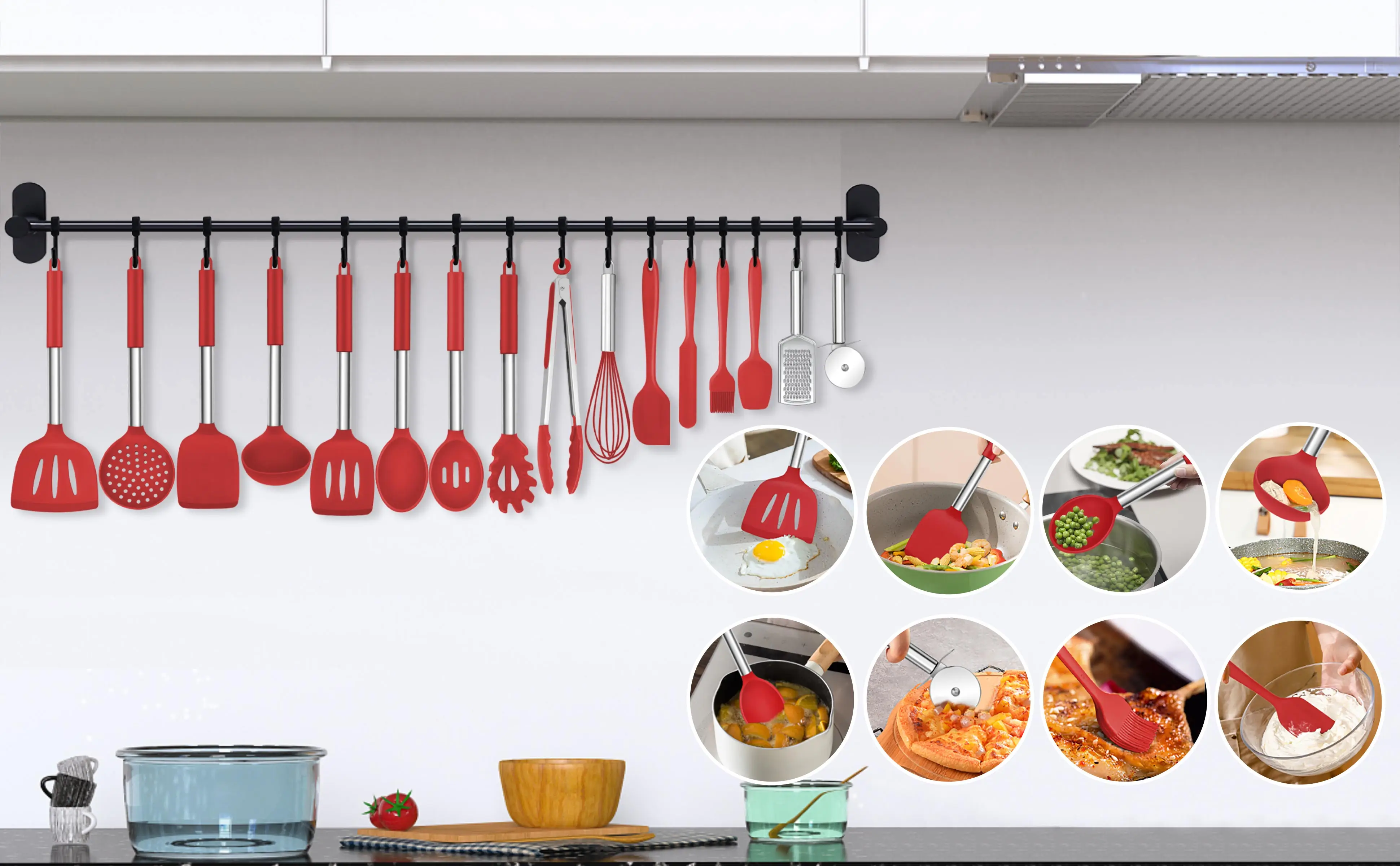 Custom High Quality Heat Resistant Cookware Kitchen Set Silicone