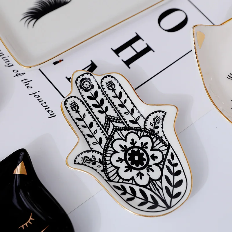 Креативная керамическая тарелка-безделушка маленький поднос для ювелирных изделий декоративная тарелка кошек ракушек ресниц ручные тарелки декоративные поделки