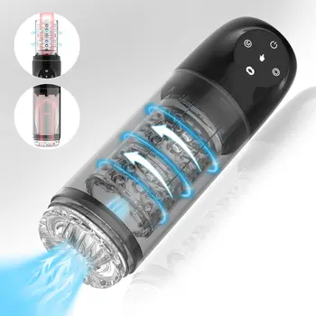 Automatic Sucking Male Masturbator Vibration and Suction Hands-Free Pocket Pussy Male Stroker with 3D Realistic Texture, Oral Se