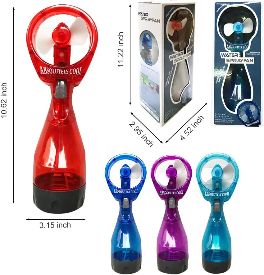 Portable Handheld Summer Water Misting Fans Battery Operated Plastic Toy with Mist Spray Bottle for Outdoor Activities
