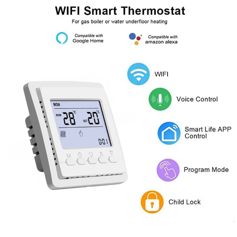 The Best Home Smart Thermostat with Alexa Voice Electric Heating Thermostat  for Weekly Programmable Electric Heating Thermostat