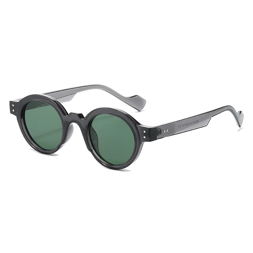 Fashion Punk Round Women Men Sunglasses 2024 Retro Gray Green Sun
