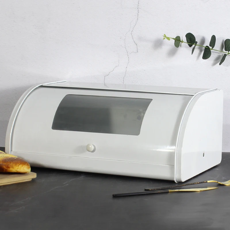 Western Cowboy Classic Bread Metal Storage Container Hotel New Style Bread Box with PVC Window