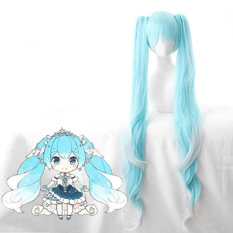 long ice blue wig