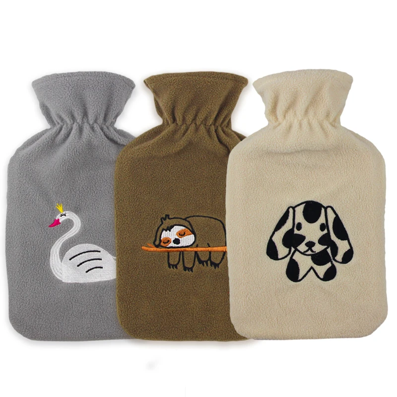 2 liter rubber hot water bottle portable hand bed warmer cheap fleece hot water bag cover for pain relief