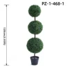 Arbre topiaire sphérique artificiel en buis triple, vert foncé