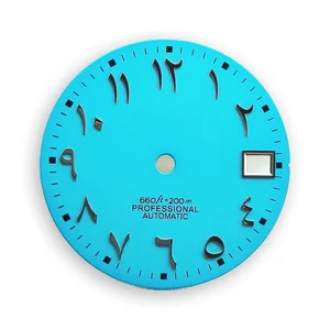 Wholesale Custom LOGO Size Blue Arabic Text Watch Dial Suitable for Japanese NH35/36 Mechanical Movement