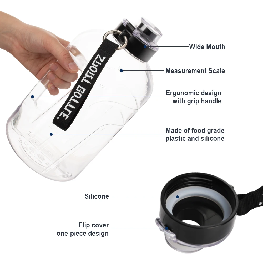 Bottled Joy Large Water Jug Half Gallon Bottle With Handle 2.5l 85 Oz BPA  for sale online