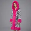 Fucsia con paillettes argento