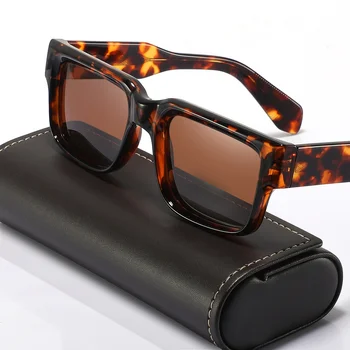 CONCHEN Low MOQ Luxury OEM Fashion Oversized Thick Frame Square Sun Glasses Customize Logo Handmade Acetate Sunglasses Polarized