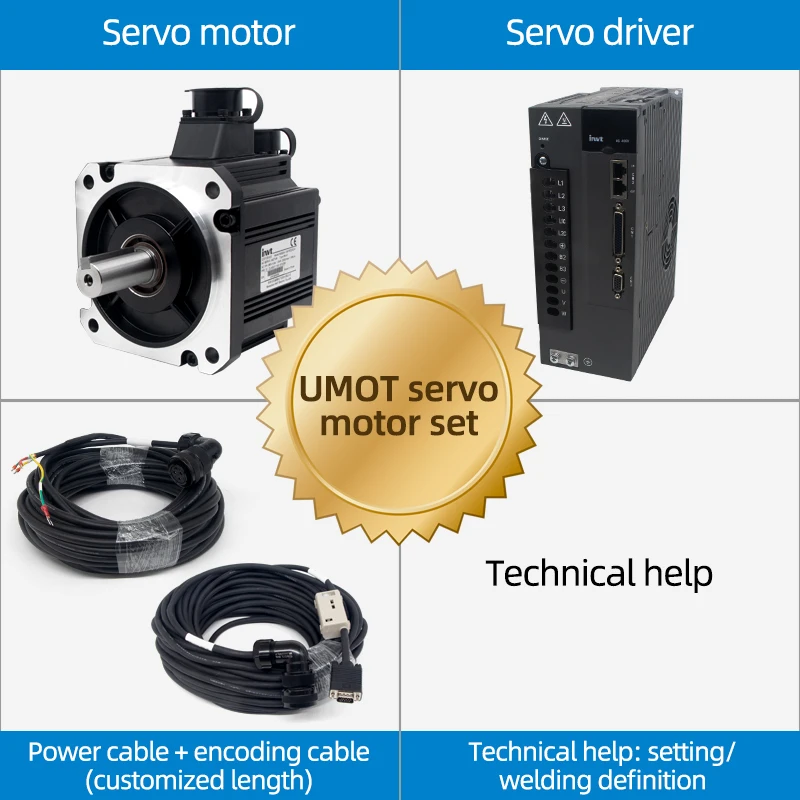 UMOT Servomotor Invt 7.5 Kw Servo 180mm 7.5kw 380v 22.5a 48n.M 1500rpm Cnc Servos 23bit Three Phase Servo Motor Driver Brake Kit