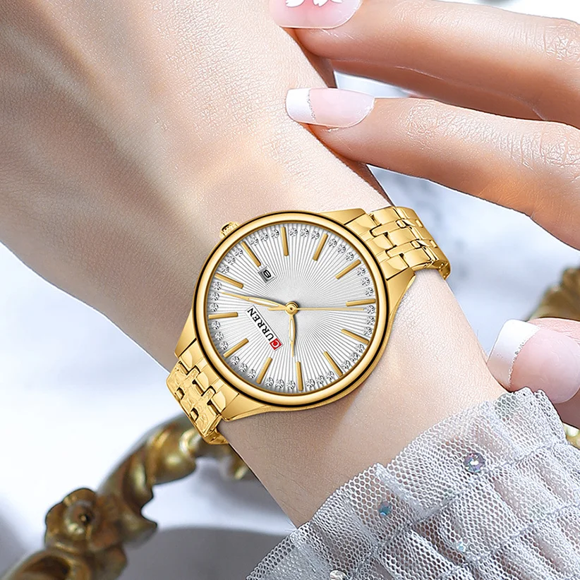 CURREN calendario di moda 9099 Casual impermeabile cinturino in acciaio  inossidabile piccolo quadrante semplice Design orologio al quarzo orologi  da