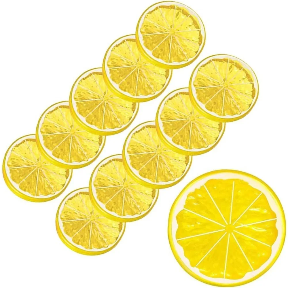 Artificial Lemon Slices Simulation Lemon Blocks Double Side Decorative for Lemon Party Decor Tumbler Topper DIY Fake Fruit Model