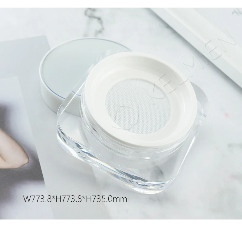 Customized Empty White Compact Powder Case Wholesale Crystal Square