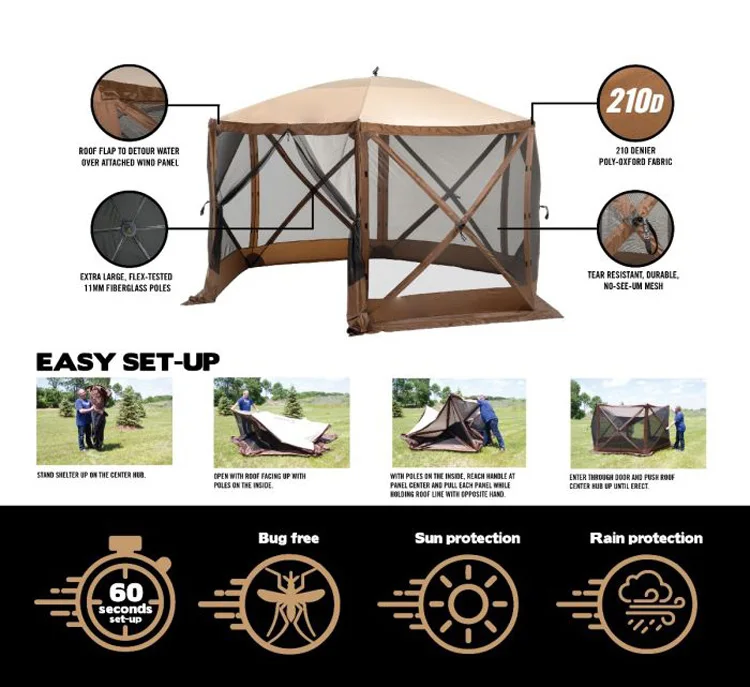 YumuQ All Seasons Portable Instant Easy Setup Pop up Alvantor Dome Starry Screen House Outdoor Camping Hub Tent