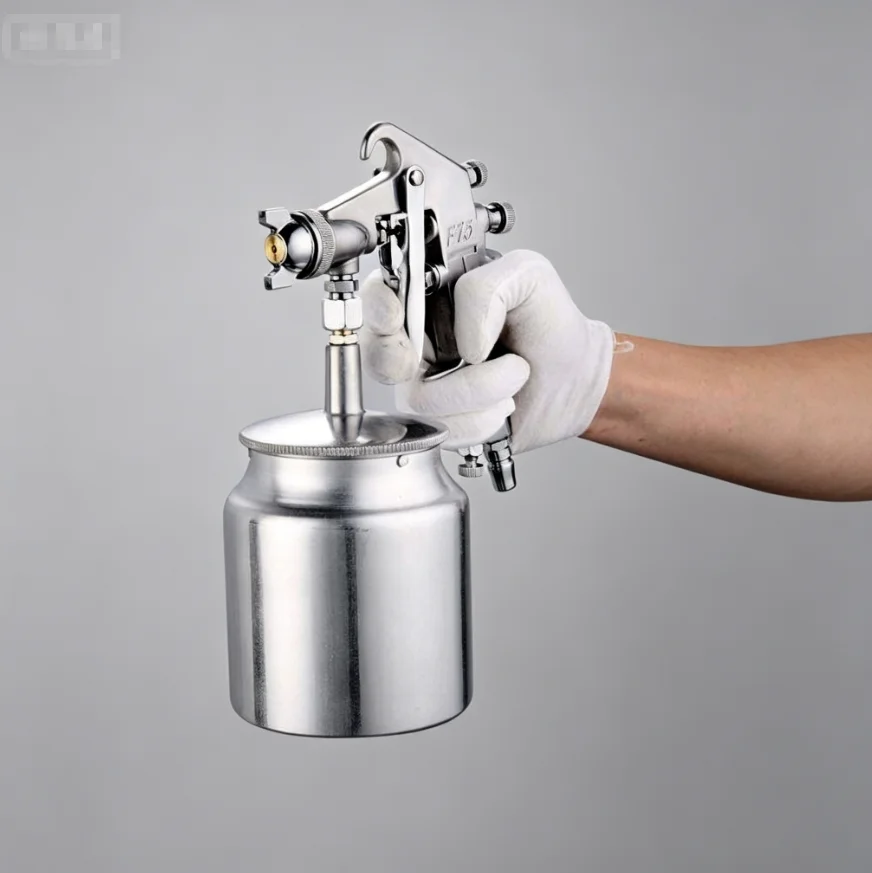 Industrial F75 Pneumatic Paint Sprayer 400cc Gravity Feed High Pressure Spray Gun 1.5mm Nozzle