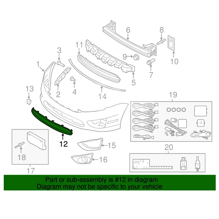 AE5Z17K945A 4954510 AE5317K945AA Front Bumper Lower Grille Bright Stri... — 3