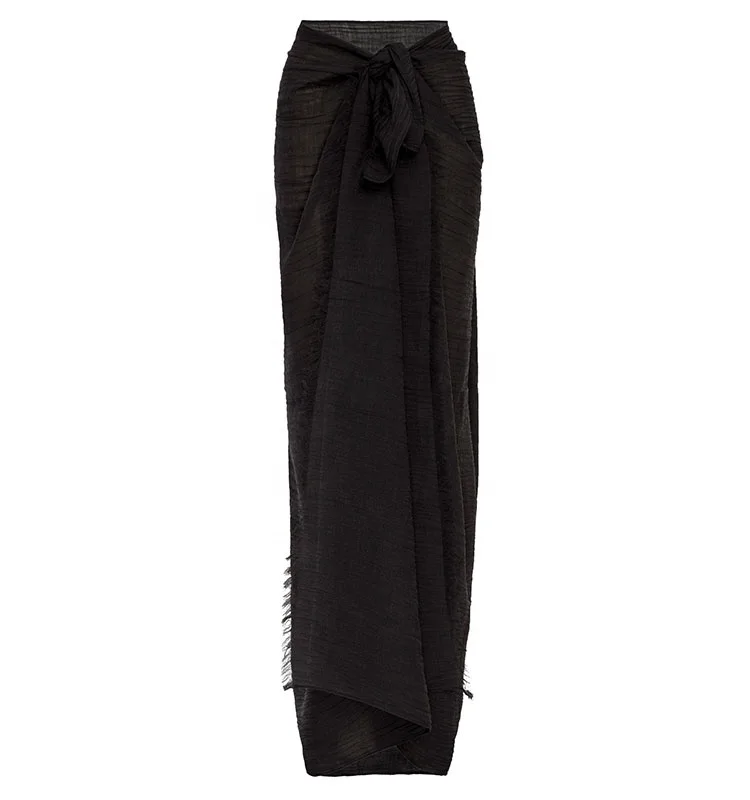 100% Linen Hawaiian Women Maxi Beach Sarong Bali Women Swim Wear Bikini Cover up Sheer Long Wrap Skirt Sarongs