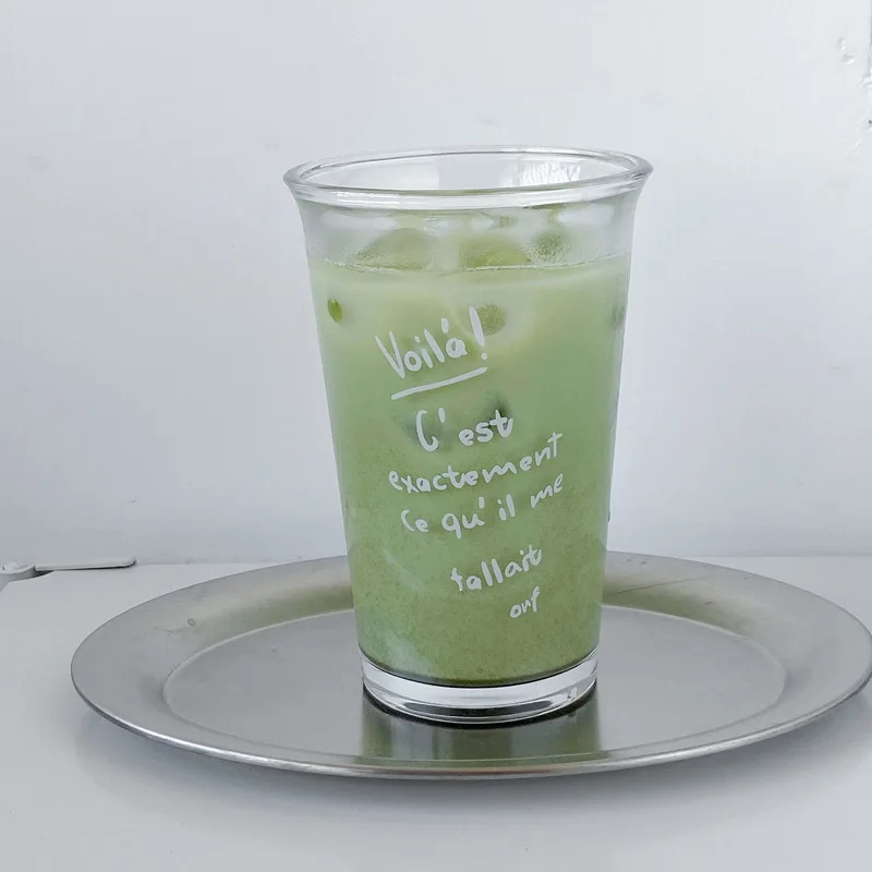 Solhui Large Sized Alphabet Glass Milk Coffee Juice Cups Blank Glass Cup