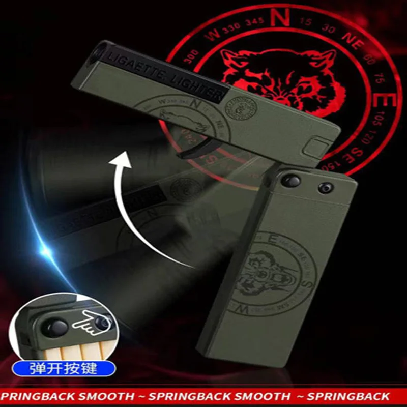 New Folding Cigarette Case Lighter 2 In 1 Torch Red Flame Gun Lighter