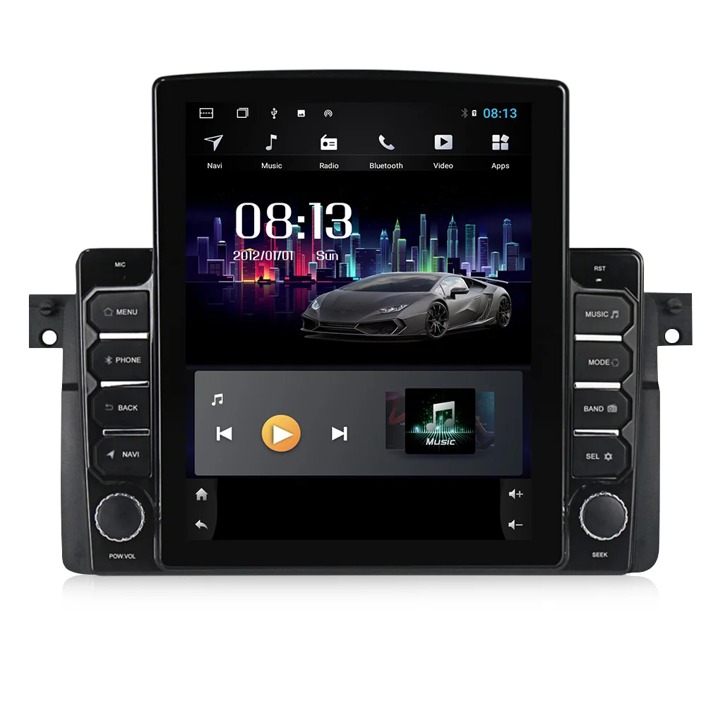 Para BMW E46 CAM+Android 10 9" IPS Pantalla Táctil Coche Estéreo Radio GPS Navegación por Satélite DAB 