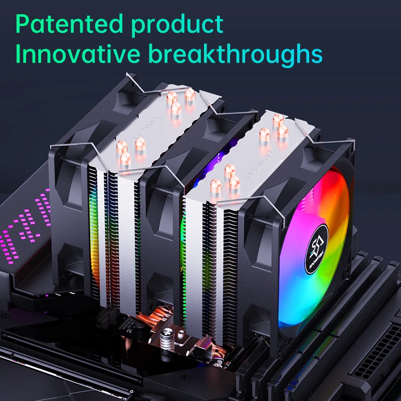 Dissipatore Per CPU RGB Bewinner – Ventola Da 120 Mm Con Illuminazione RGB – Compatibile Con Intel LGA E AMD AM4 – Raffreddamento Ad Alta Efficienza