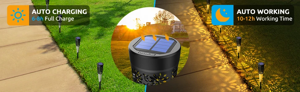 Outdoors Solar Powered Garden Light Solar Pathway Stake Walkway Landscape Garden Yard Ground Disk Lights details