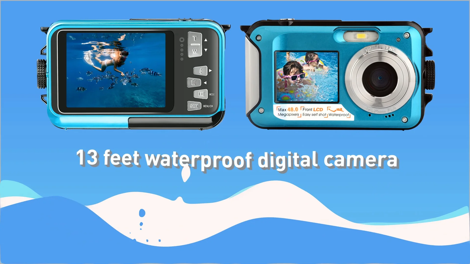 Underwater Digital Camera,3m Waterproof,2.7inch And 1.8inch Dual