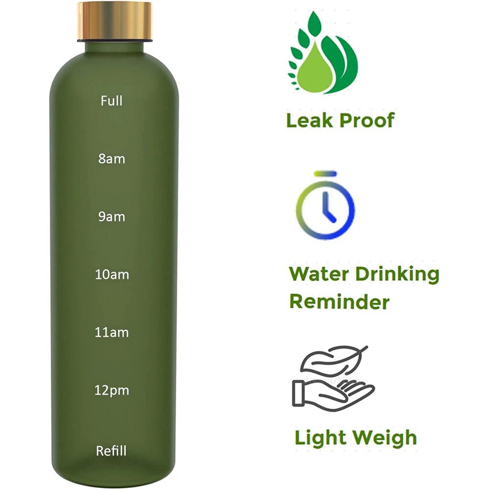 Time Marked Cute Water Bottles for Women and Men, BPA Free Frosted &  Aesthetic