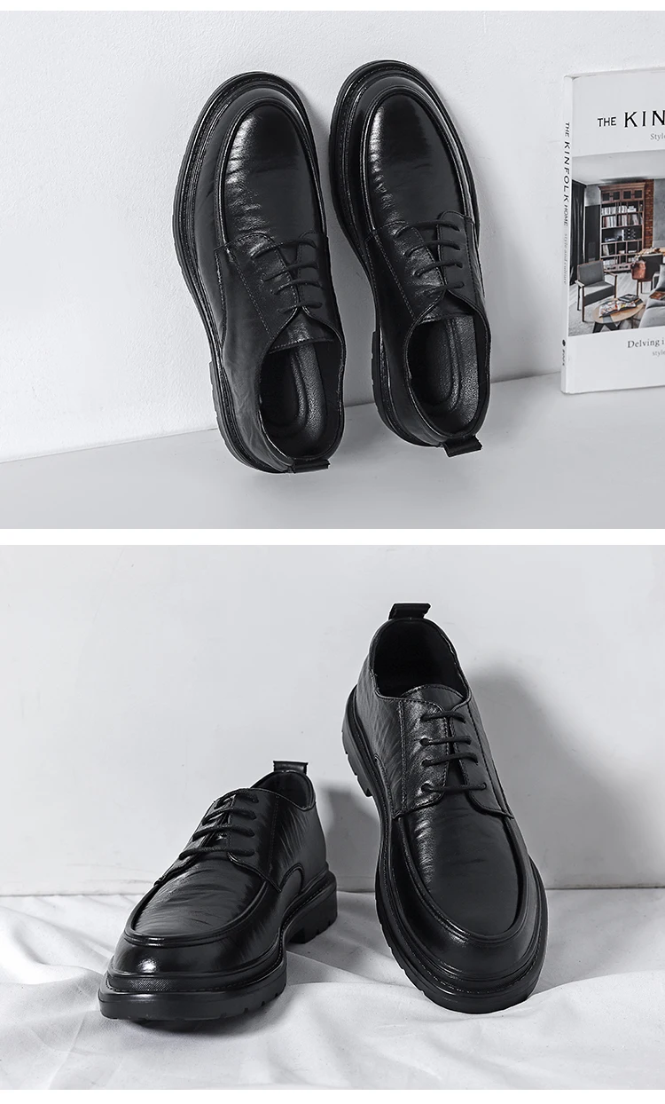 Genuine Cow Leather Male Dress Shoes Round Toe Loafer Shoes main image 1