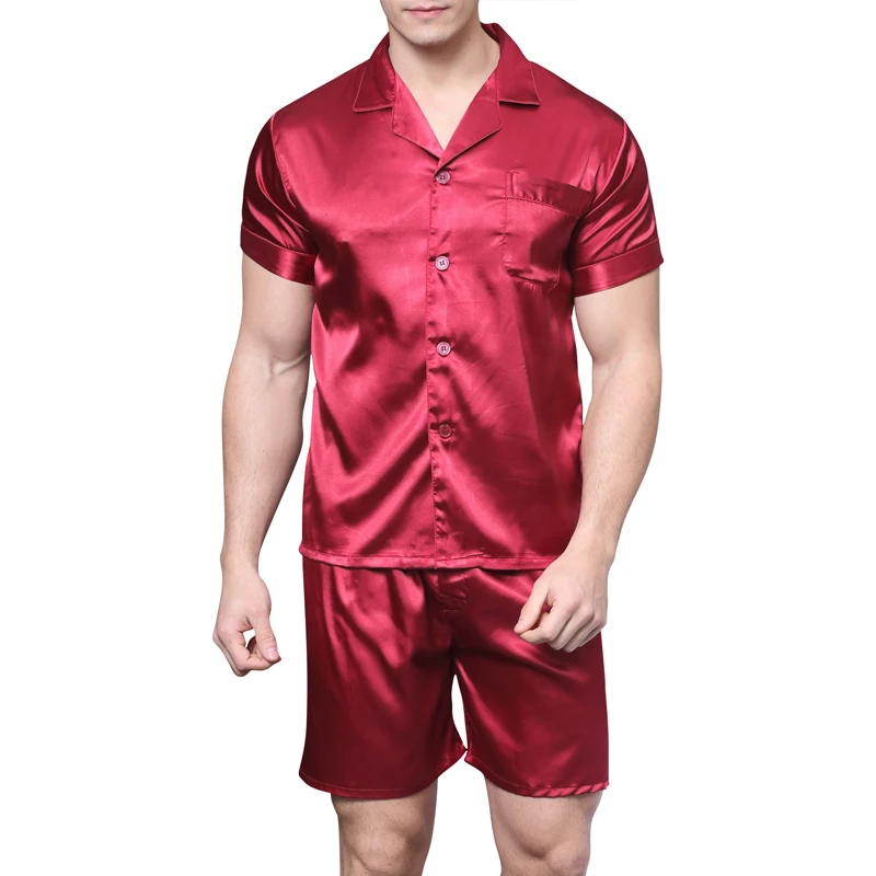 Meng Men S Orange Printed Long Silk Satin Shorts for Men