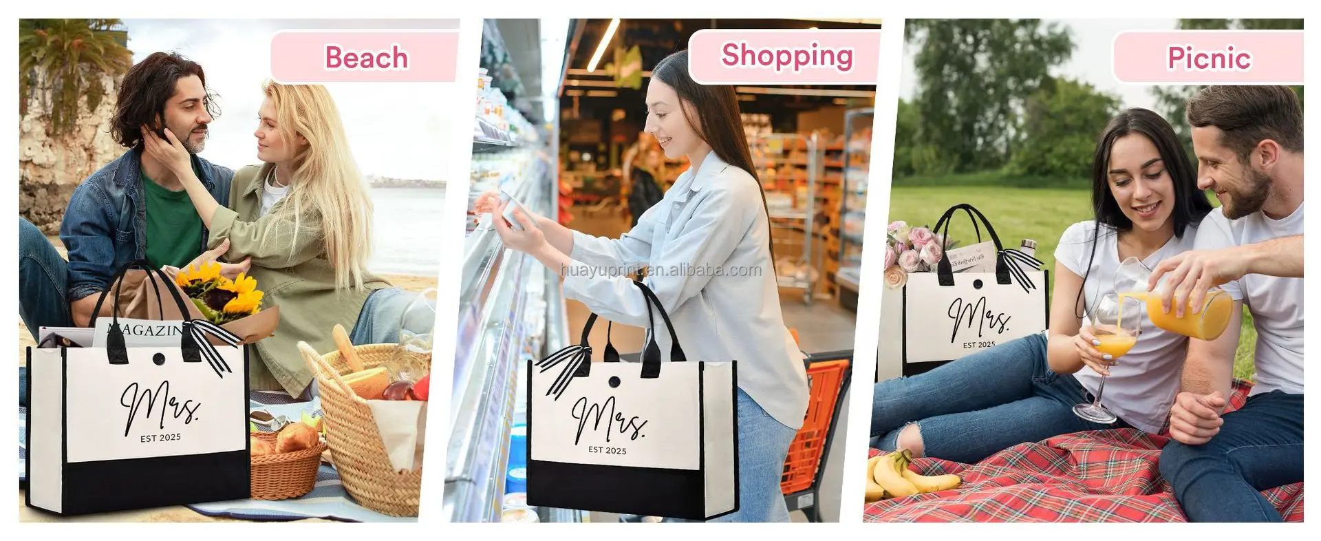 Red Christmas Decorations Gifts Canvas Multi-Colorful Shoulder Tote Bag High Aesthetic Value Waterproof Storage Travel manufacture