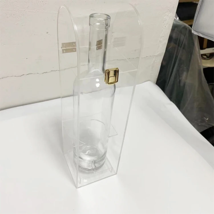 Acrylic Clear Boxes For Storage Whiskey Bottles Countertop Acrylic Wine Display Box With Cover
