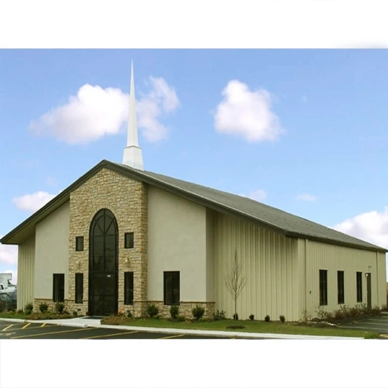 Low Cost Modular Prefabricated Church Building Light Metal Structural Steel Construction Welding Cutting for Catholic Community