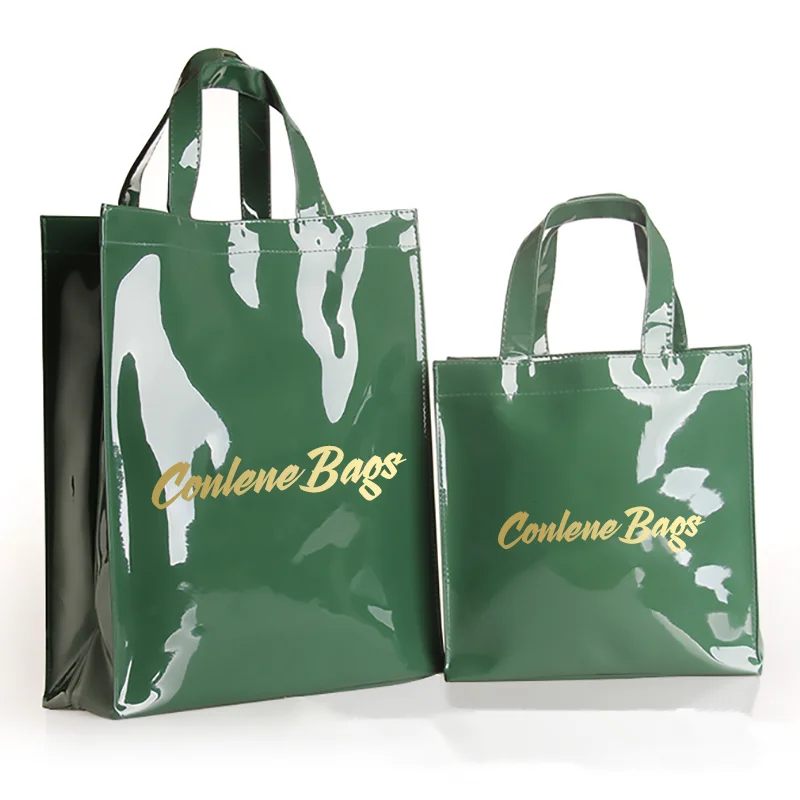 Luxury Custom Pvc Tote Shopping Bag With Lining Custom Printed Logo