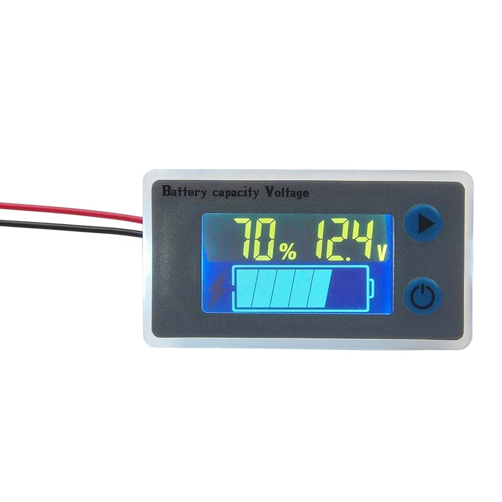 DROK Battery Monitor, 10-100V Digital Battery Capacity Tester, Percentage  Level Voltage Temperature Switch Meter Gauge 12V 24V 36V 48V LCD Display