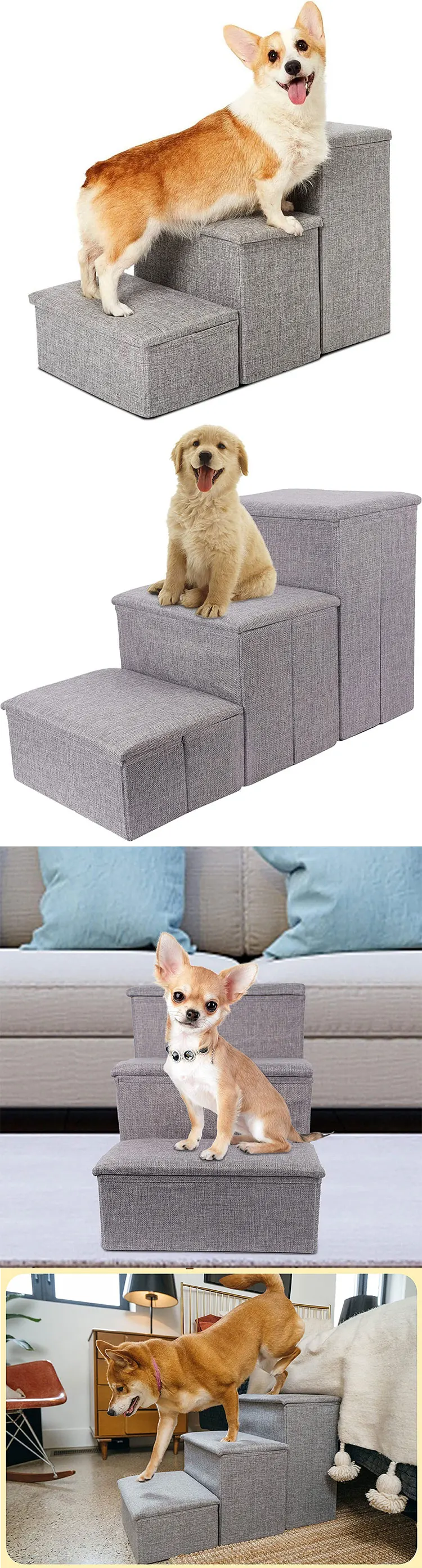 Folding Dog Stairs For Small Dogs Pet Steps With Storage For Small Pets ...