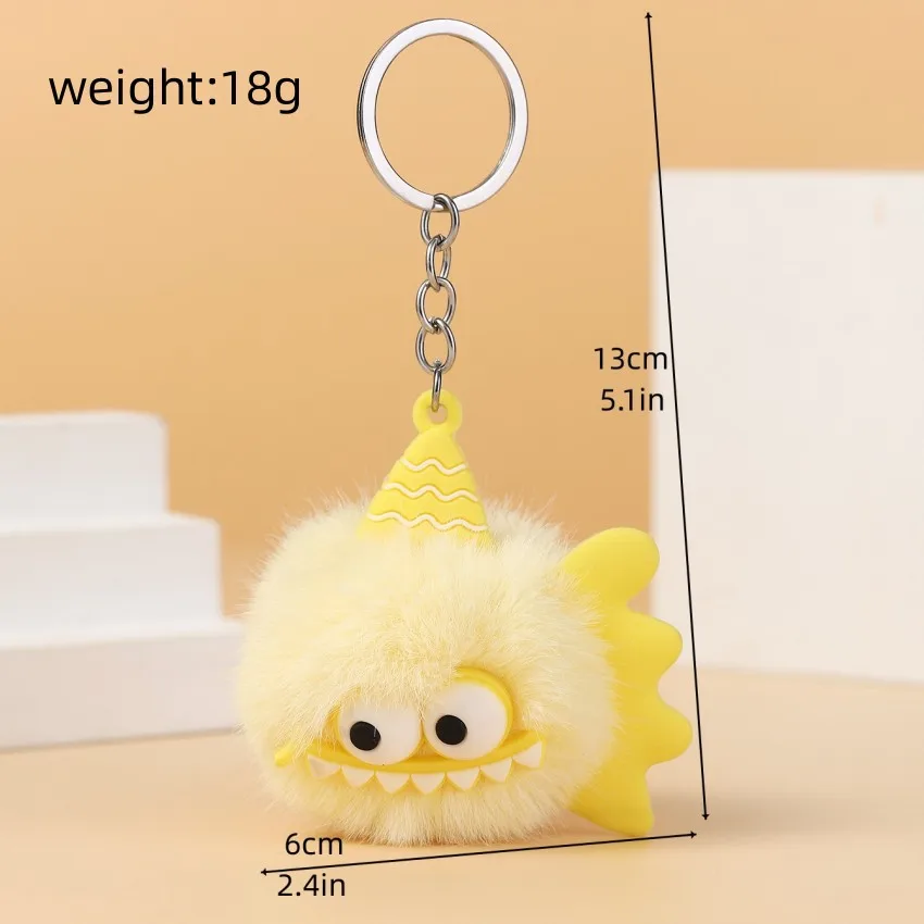 Cute Plush Little Monster Keychain - Creative Fur Ball