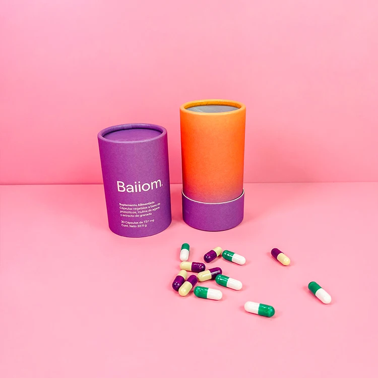 Eco Friendly Biodegradable Capsules Pill Tablets Glass Bottle Paper Tube Food Protein Powder Plastic Jar Packaging Box