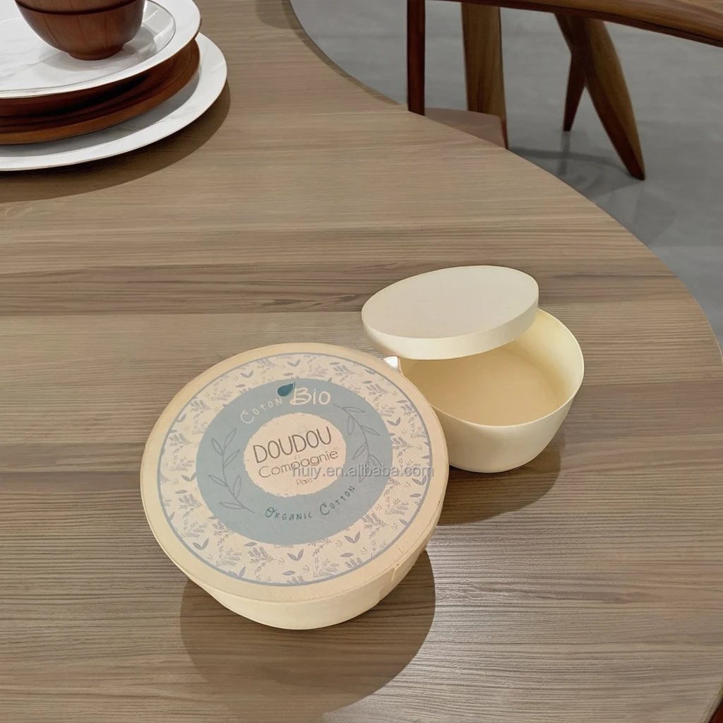 Custom Disposable Bark Thin Veneer Small Cheap Round Wood Cheese Box for Cheese Cake Candy Snacks Food Promotional with Lids