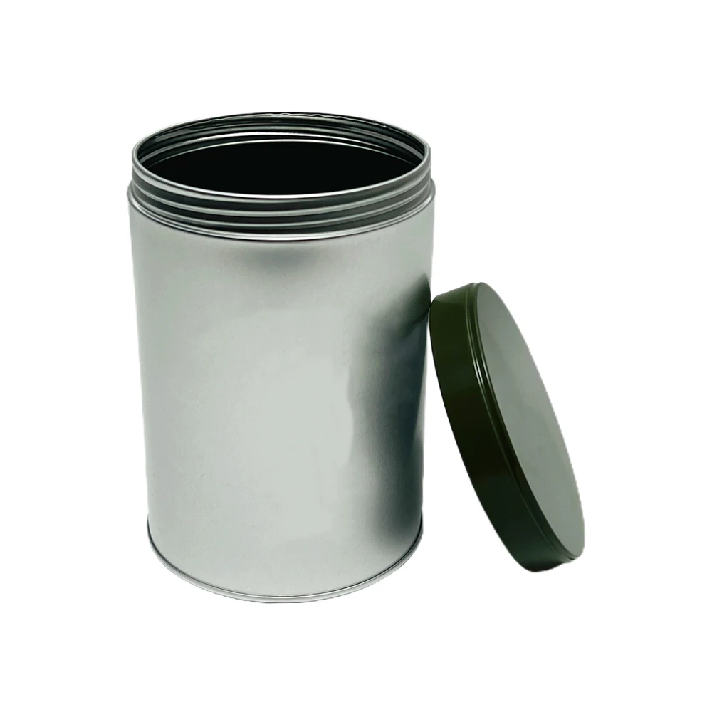 Factory Custom Printing Tin Storage Container Cylinder Metal Box Empty Blank Screw Lid Aluminum Can for Food Packaging