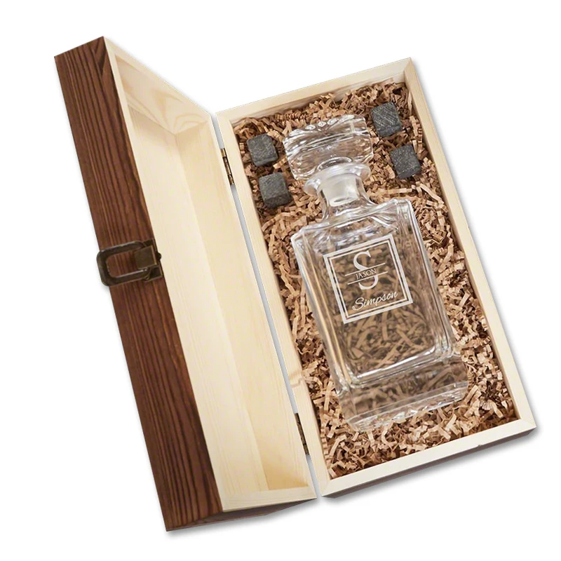 Personalized Gift Whiskey Rustic Finish Packaging Wood Box Groomsmen Gift Box Wooden Perfume Box New Trend 2020