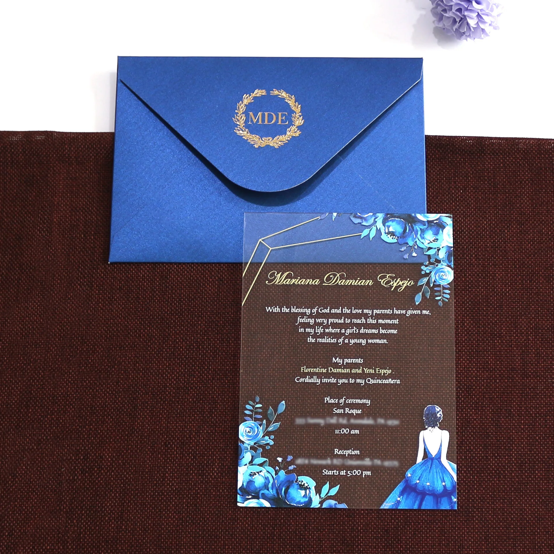 Free Design Custom Romantic Clear Acrylic Graduation Greeting Cards Birthday Evening Party Invitations Cards