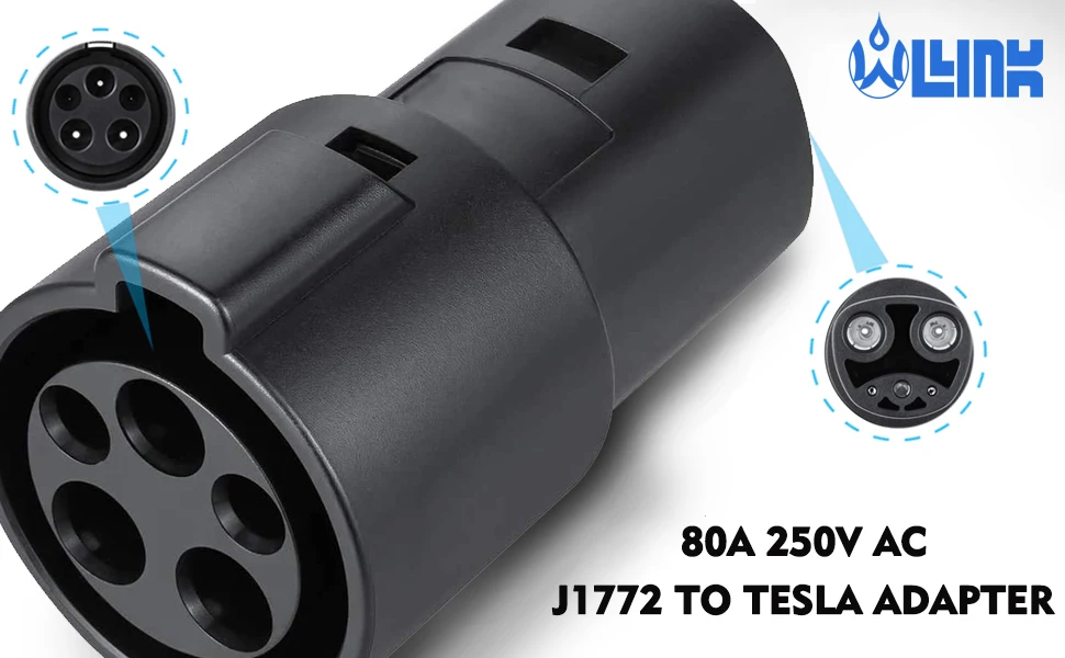 60a Electric Vehicle Charge Adaptor Ev Car Adapter J1772 Tesla To J1772 ...