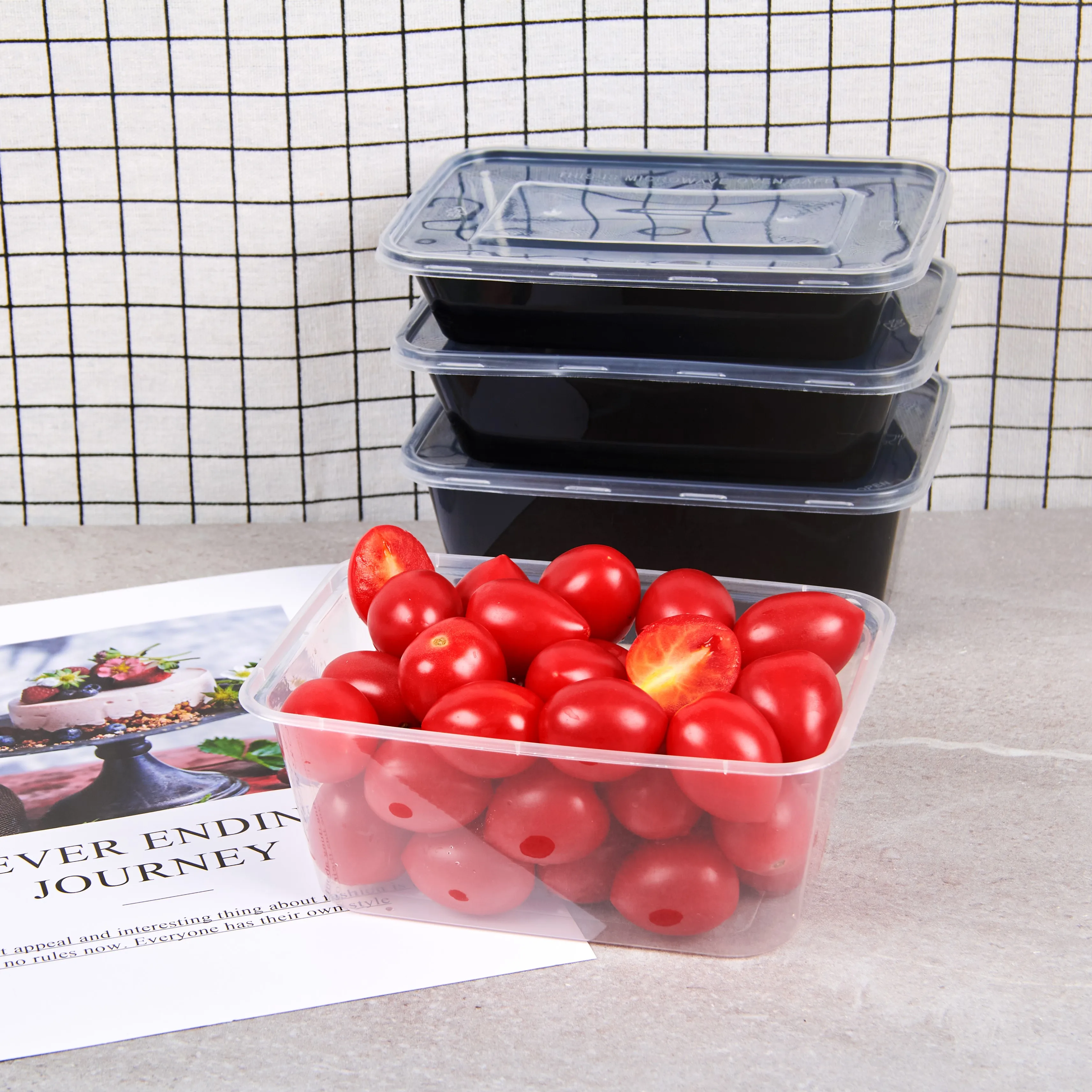 Best Selling Rectangle Food Container Disposable Plastic Lunch Box Cheap Fast Food Packaging